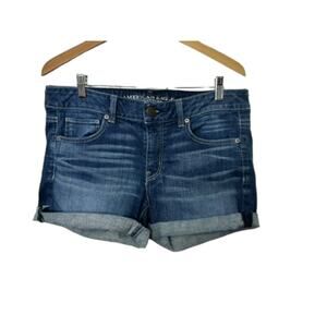 Denim & Co Dark Rinse Distressed Cut Off Denim Jean Shorts Women's Sz 12
